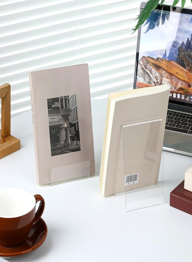 SHENLIU 12 Pack Clear Book Stand, 6x4 Inch Acrylic Easel Stand Book Display Holder, Display Stands for Album, CD, Music Sheets, Plate, Artworks, Phone, Tablet, Magazine, Postcard - Image 3
